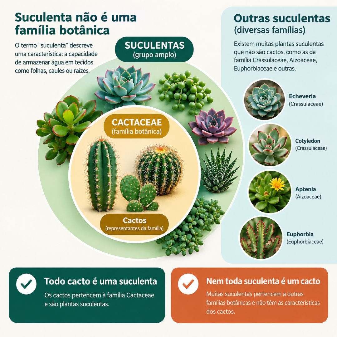 Infográfico mostra que todo cacto é uma suculenta, mas nem toda suculenta é um cacto