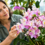 Orquídea Epidendrum Wedding Valley com flores rosa e brancas em cultivo